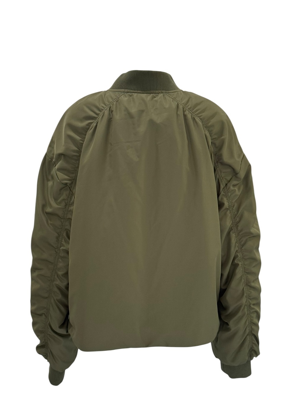 Z by Zella Ruched Sleeve Bomber Jacket Olive Green Size Medium NWT - Picture 4 of 11
